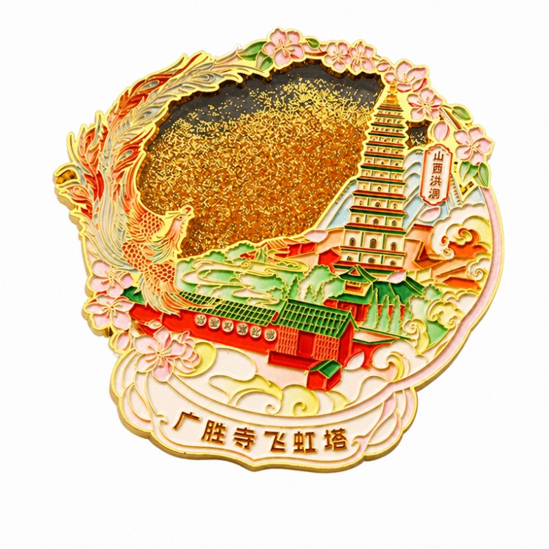 Ímãs de geladeira de metal líquido com areia movediça personalizados