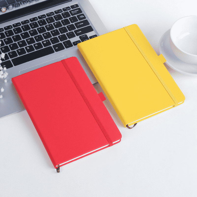 Caderno comercial com faixa elástica de couro PU com logotipo personalizado A5
