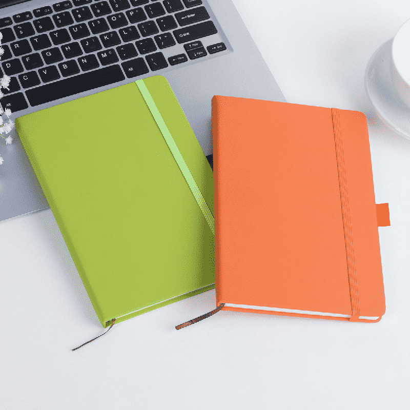 Caderno comercial com faixa elástica de couro PU com logotipo personalizado A5
