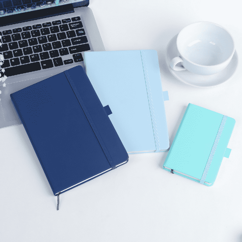 Caderno comercial com faixa elástica de couro PU com logotipo personalizado A5