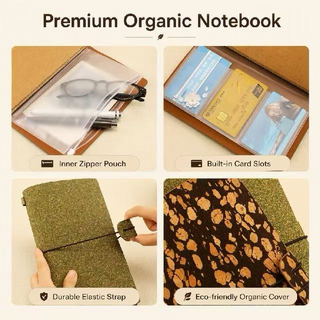 Caderno de viajantes à terra de chá e café de cortiça ecológico