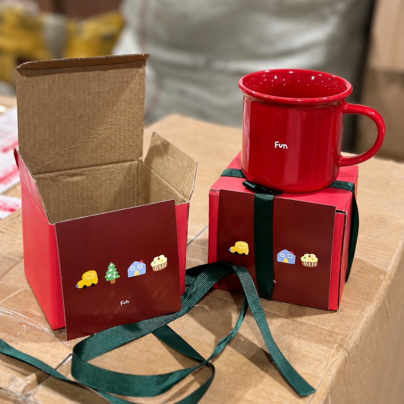 Caneca de café divertida de cerâmica estilo esmaltado vermelho