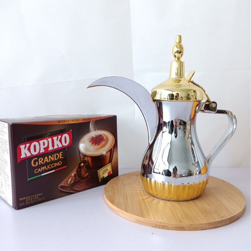 Servidor de chá e café árabe de aço inoxidável Dallah Pot Médio Oriente Servidor de chá e café árabe de aço inoxidável Dallah Pot Médio Oriente