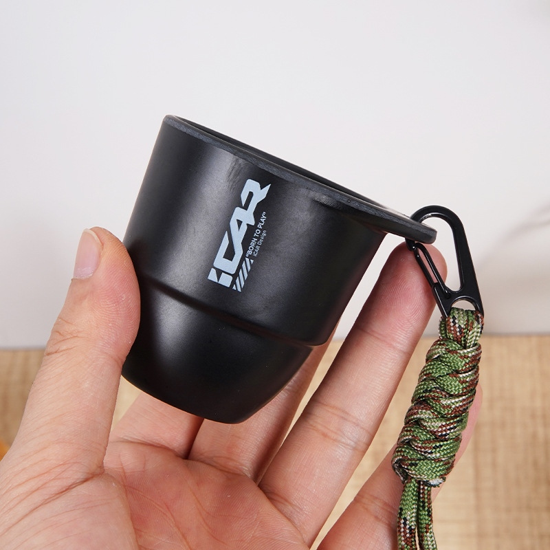 Mini copo de viagem para exterior com pescoço pendurado em fibra de bambu personalizada
