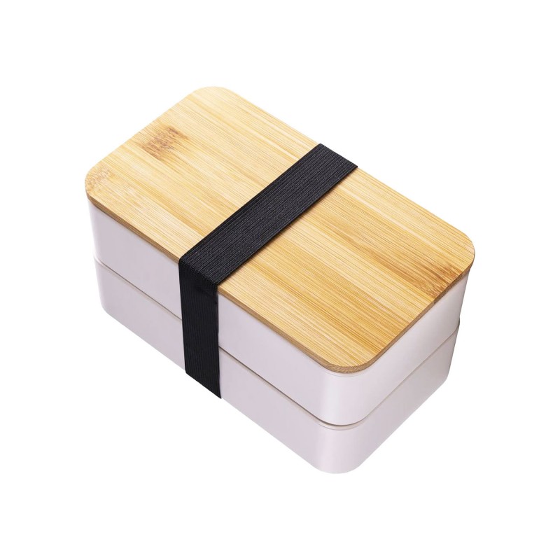 Conjunto de lancheira Bento com tampa de bambu de camada dupla Conjunto de lancheira Bento com tampa de bambu de camada dupla