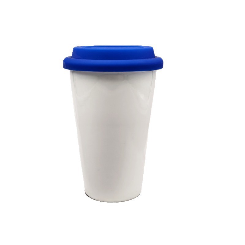 Caneca de viagem de cerâmica 350ml personalizada com tampa de silicone