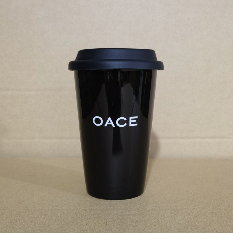 Caneca de viagem de cerâmica 350ml personalizada com tampa de silicone Caneca de viagem de cerâmica 350ml personalizada com tampa de silicone