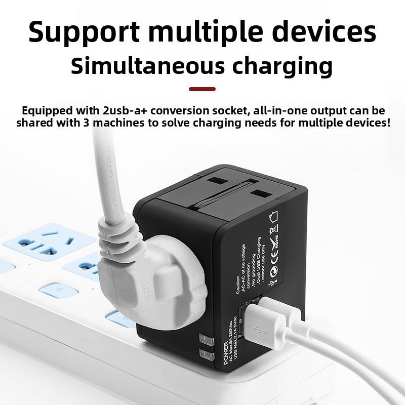Adaptador de viagem universal com portas USB duplas