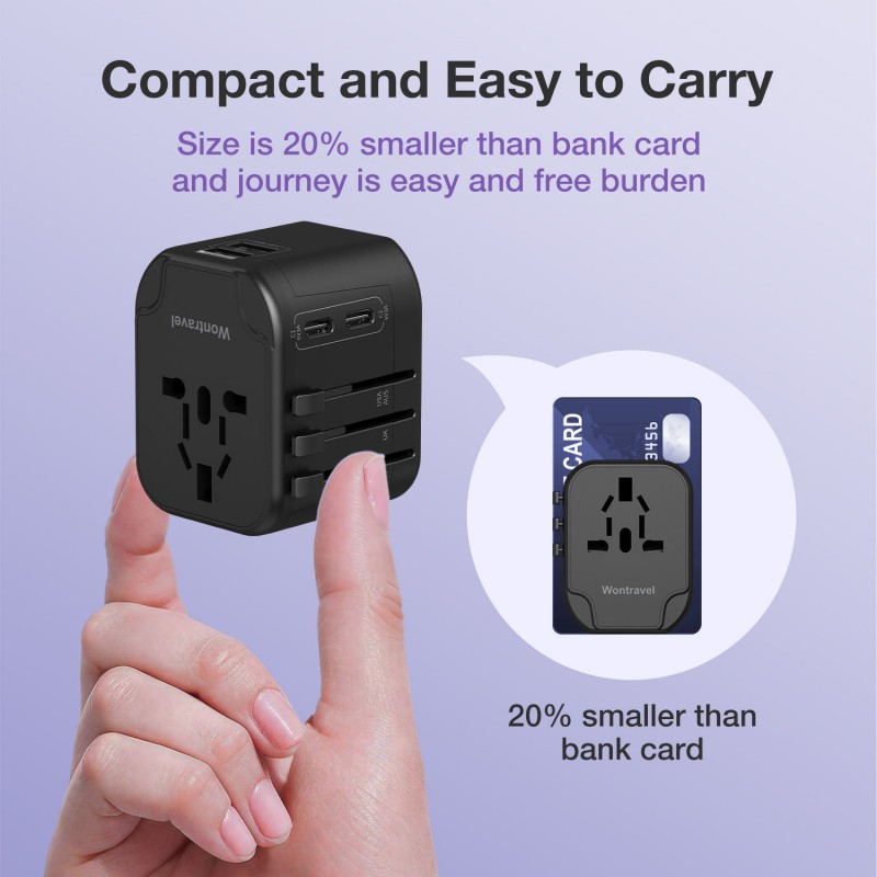Adaptador universal de viagem internacional multifuncional para uso global