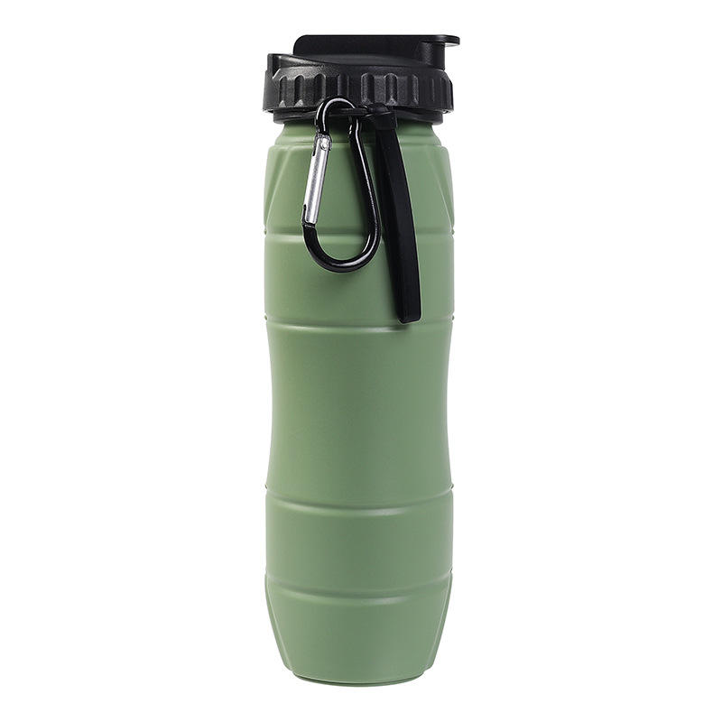 Garrafa de água esportiva portátil dobrável de silicone
