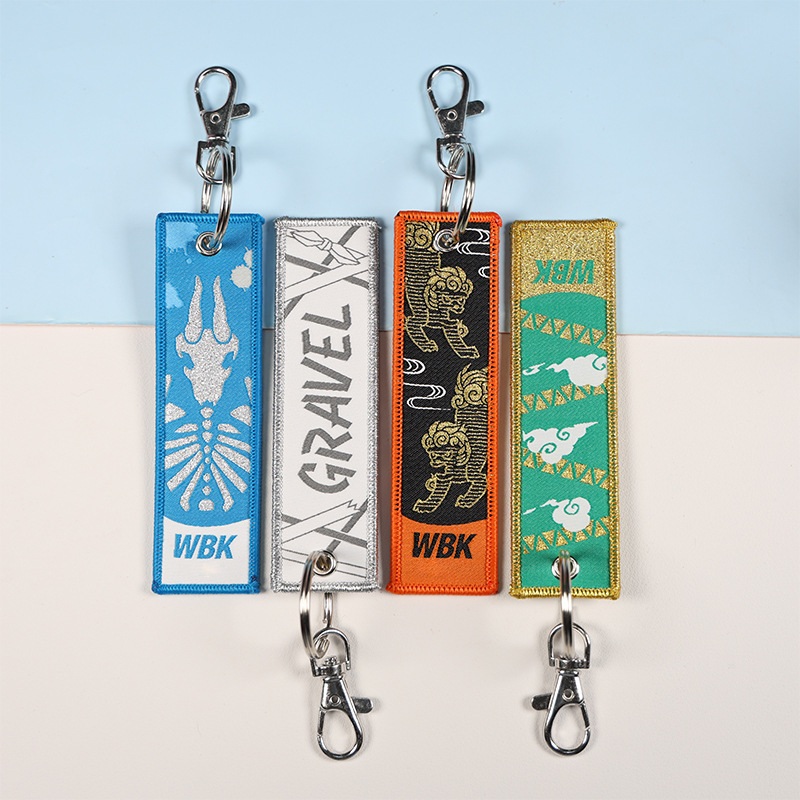 Chaveiro de tecido bordado personalizado com mosquetão Chaveiro de tecido bordado personalizado com mosquetão