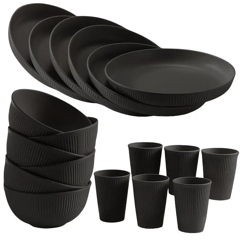 Conjunto de louça de palha de trigo com 18 unidades
