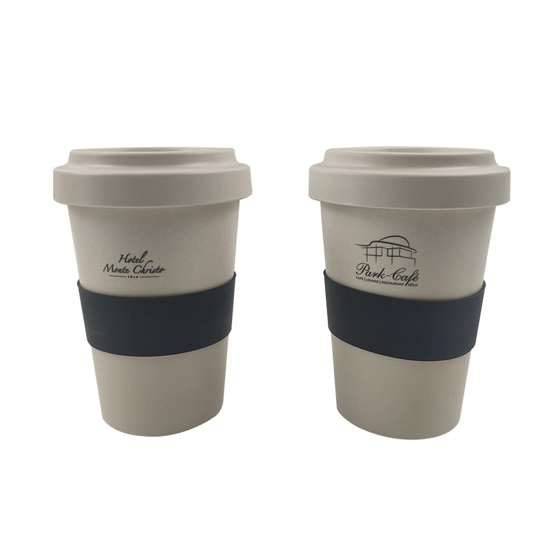 Xícara de café reutilizável de fibra de bambu com tampa de pó de bambu Xícara de café reutilizável de fibra de bambu com tampa de pó de bambu