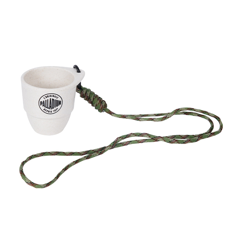 Mini copo de viagem para exterior com pescoço pendurado em fibra de bambu personalizada Mini copo de viagem para exterior com pescoço pendurado em fibra de bambu personalizada