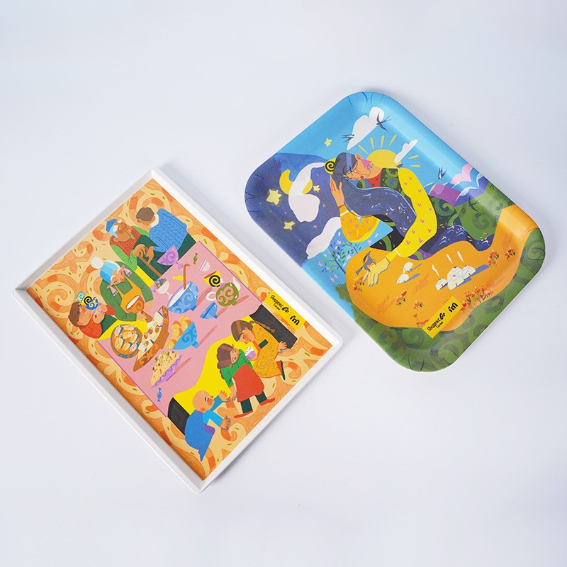 Bandeja infantil de fibra de bambu de desenho animado personalizado Bandeja infantil de fibra de bambu de desenho animado personalizado