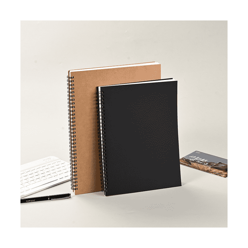 Caderno de bobina espiral com capa preta Kraft personalizada Caderno de bobina espiral com capa preta Kraft personalizada