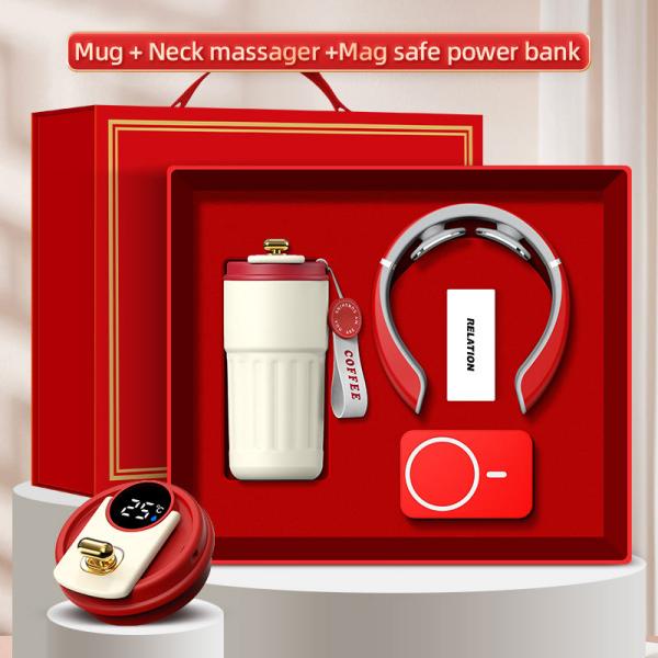 Logotipo personalizado 3 em 1 caixa de presente caneca massageador power bank
