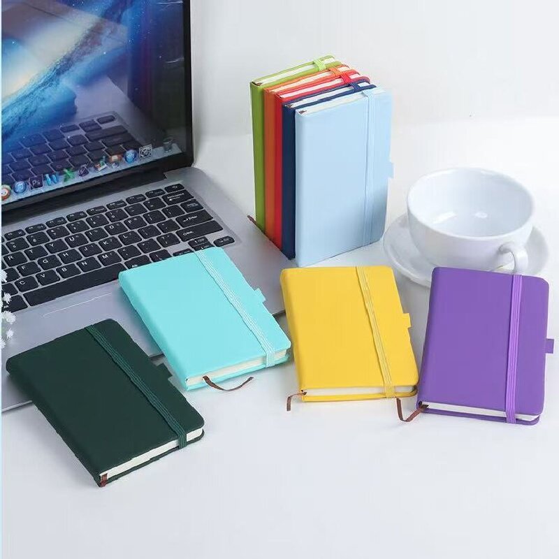 Caderno comercial com faixa elástica de couro PU com logotipo personalizado A5