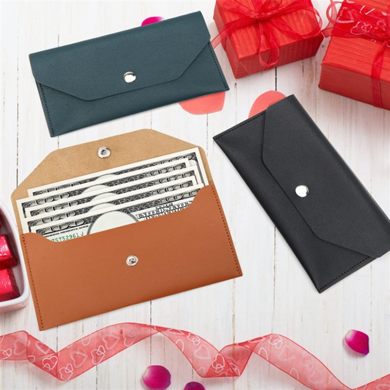 Porta-cartões tipo carteira de couro PU estilo envelope Porta-cartões tipo carteira de couro PU estilo envelope
