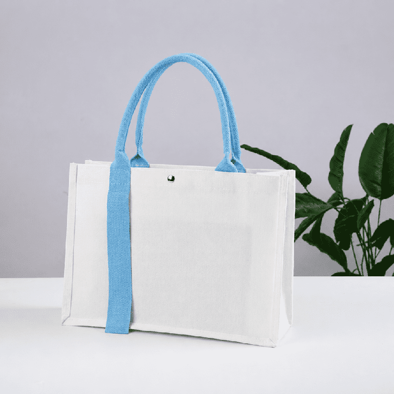 Sacola personalizada para presente em lona com alça contrastante Sacola personalizada para presente em lona com alça contrastante