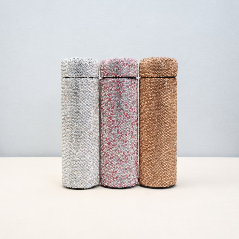 Garrafa de vácuo de aço inoxidável com strass Bling