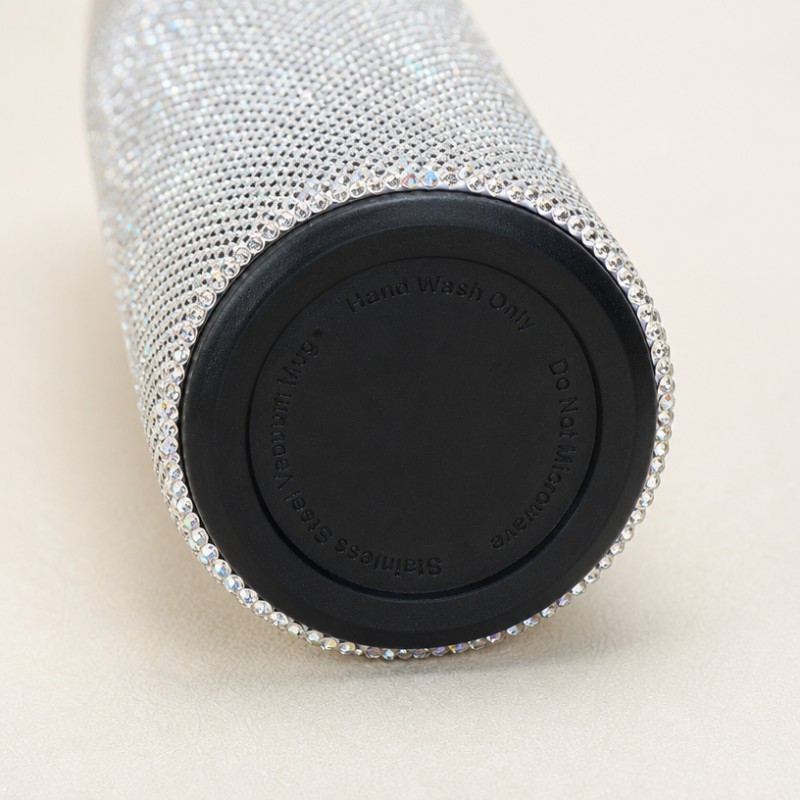 Garrafa de vácuo de aço inoxidável com strass Bling