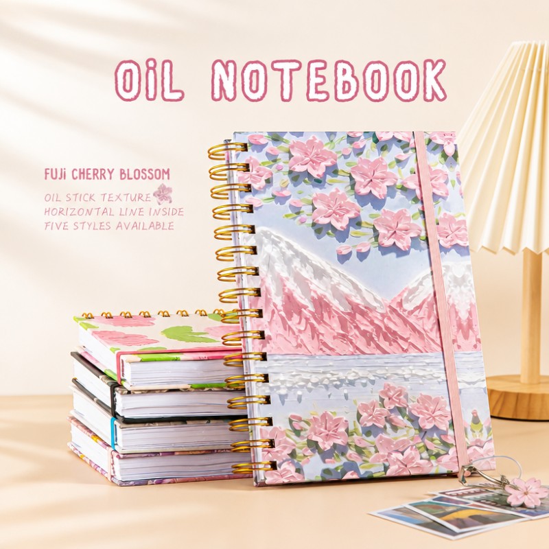 Caderno espiral com textura de pintura a óleo A5