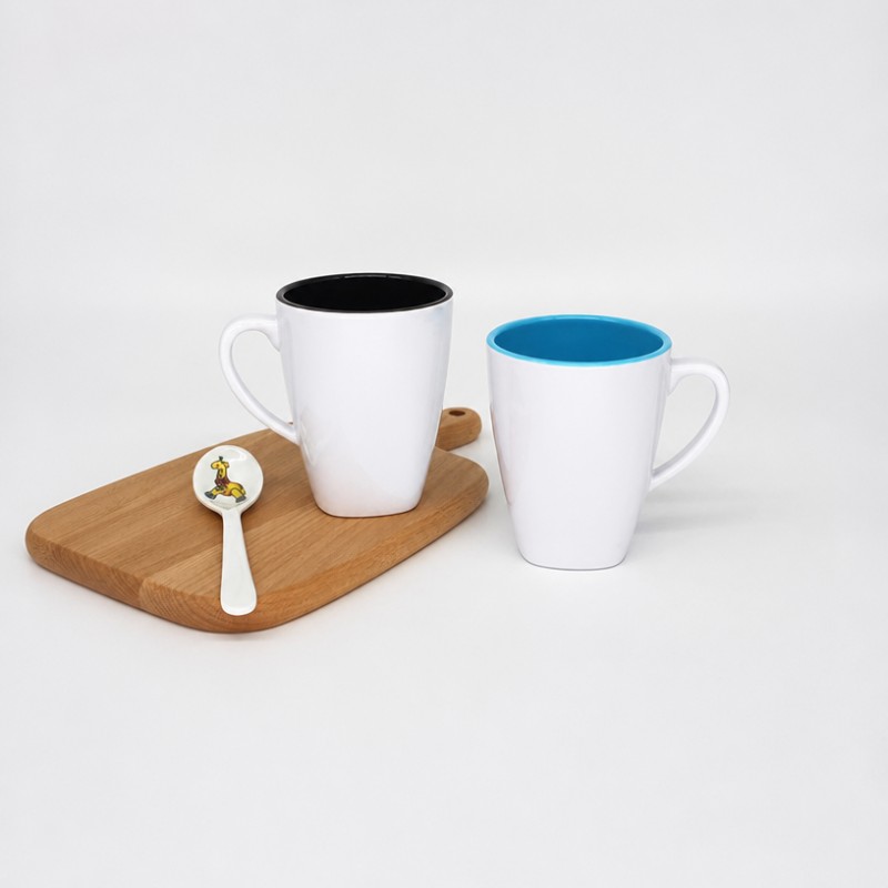 Caneca de café de cerâmica com logotipo personalizado em dois tons Caneca de café de cerâmica com logotipo personalizado em dois tons