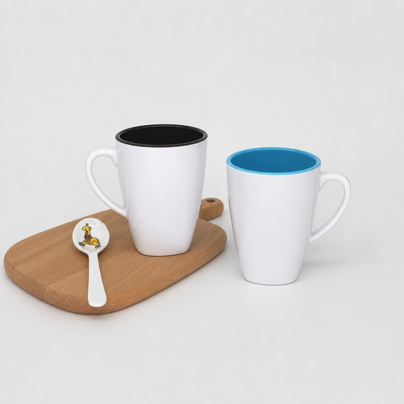 Caneca de café de cerâmica com logotipo personalizado em dois tons