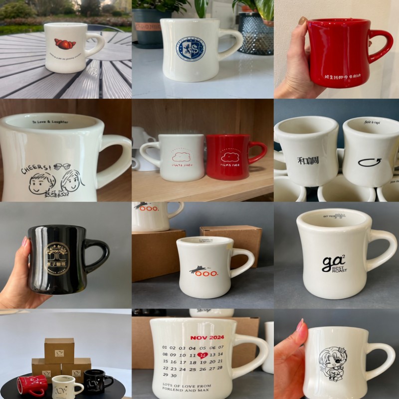 Caneca de café de cerâmica com logotipo personalizado em formato de cintura