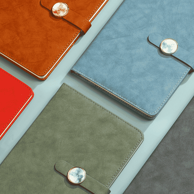 Caderno de diário com capa dura de couro PU com botão de mármore