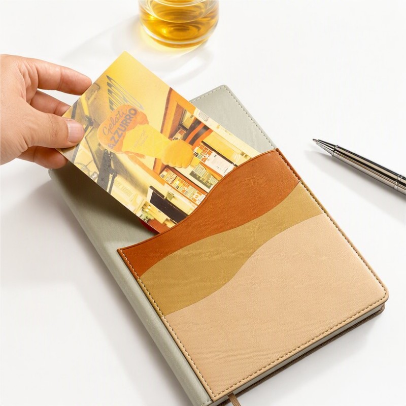 Caderno de diário de couro PU abstrato Mountain Sun Art
