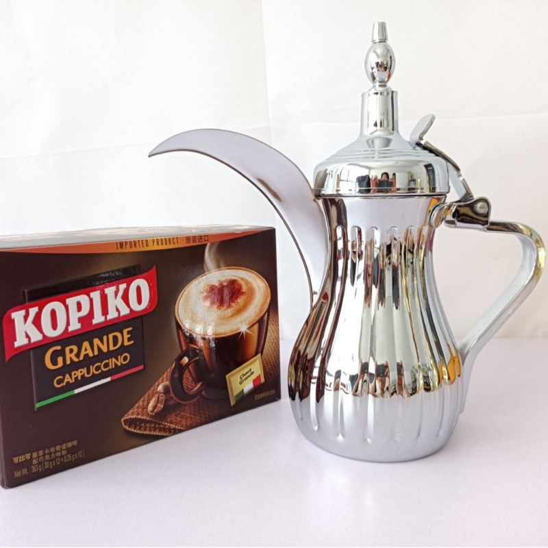 Servidor de chá e café árabe de aço inoxidável Dallah Pot Médio Oriente Servidor de chá e café árabe de aço inoxidável Dallah Pot Médio Oriente