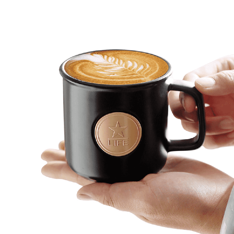 Caneca de café de cerâmica Star LIFE com tampa e colher