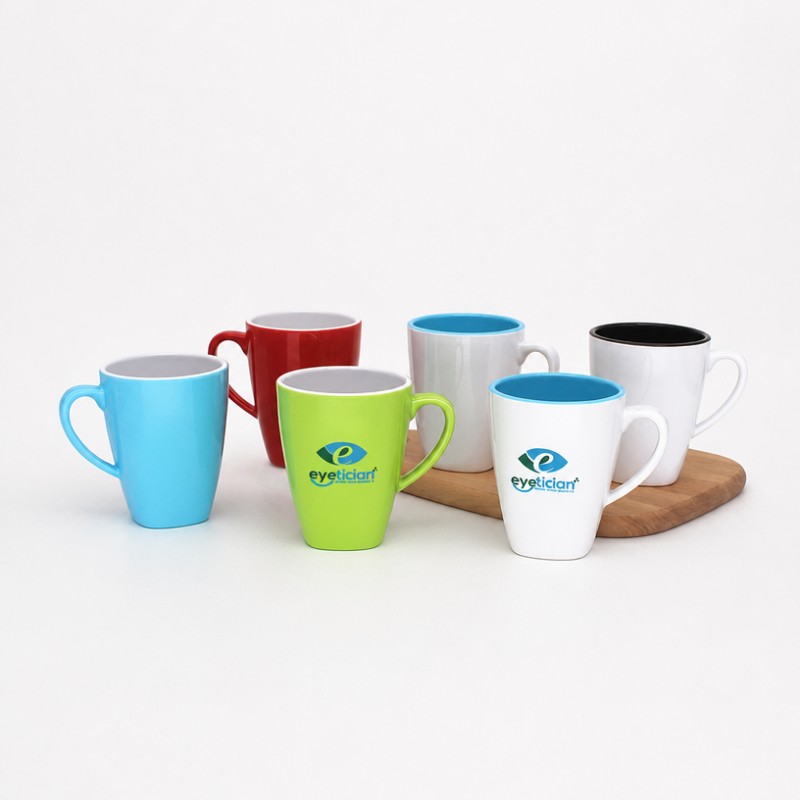 Caneca de café de cerâmica com logotipo personalizado em dois tons Caneca de café de cerâmica com logotipo personalizado em dois tons