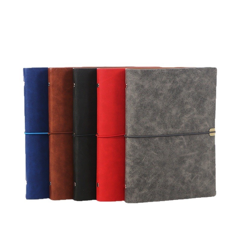 Caderno vintage de couro PU com 6 argolas