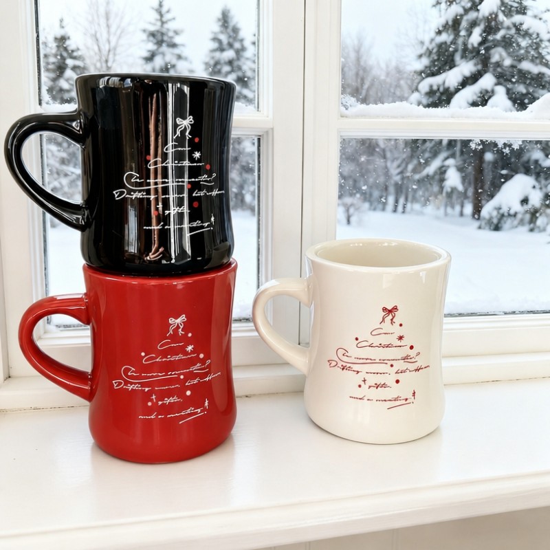Caneca de café de cerâmica com logotipo personalizado em formato de cintura Caneca de café de cerâmica com logotipo personalizado em formato de cintura